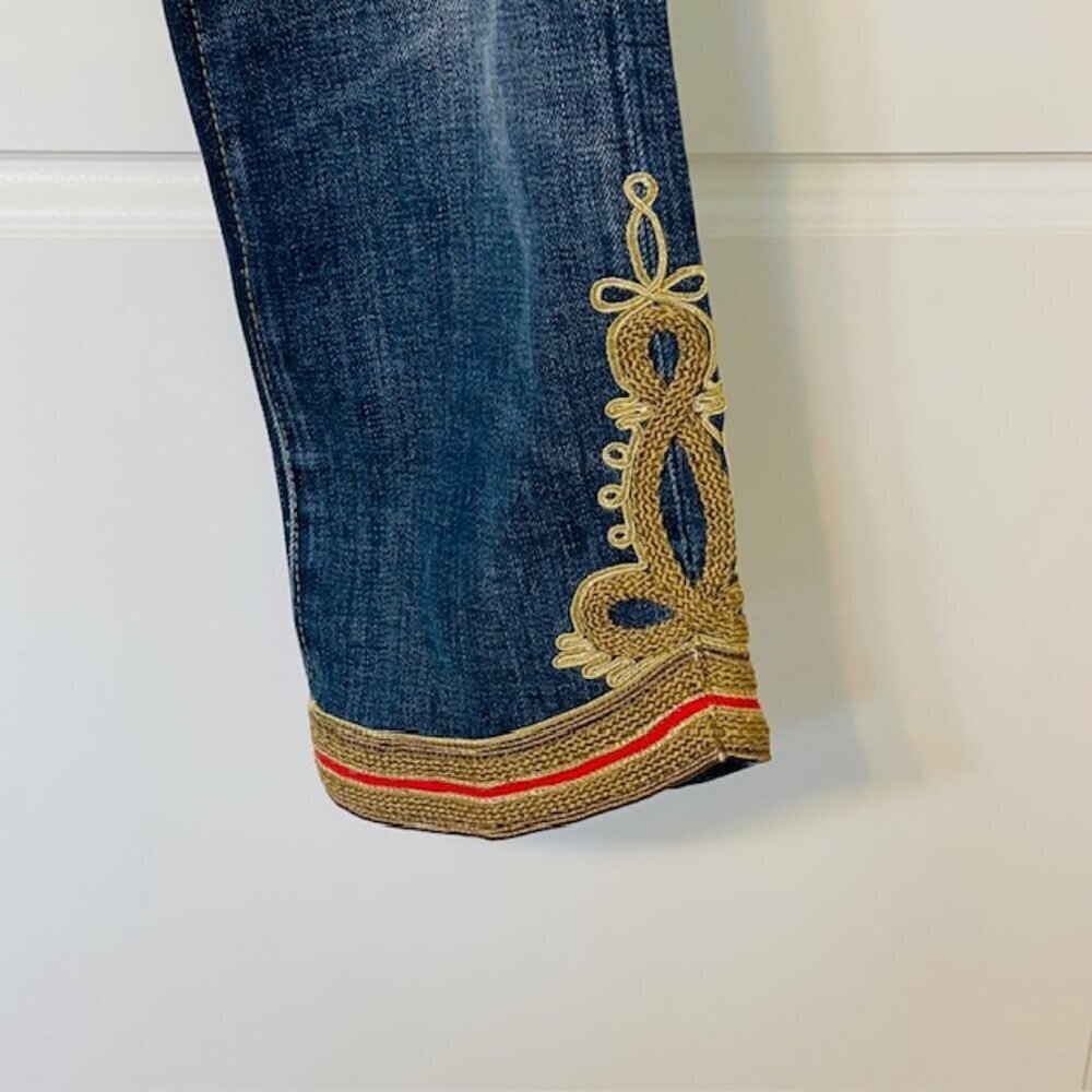 POLO Ralph Lauren Jeans THE WAVERLY STRAIGHT CROP Embellished Military Style 28 - Picture 4 of 10